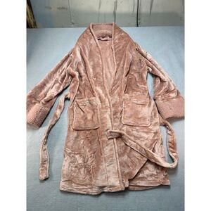 Kirkland's Home Plush Robe Cozy Spa Bathrobe‎ Sherpa Trim S/M